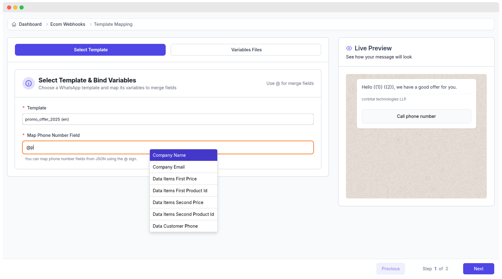Template Message Setup